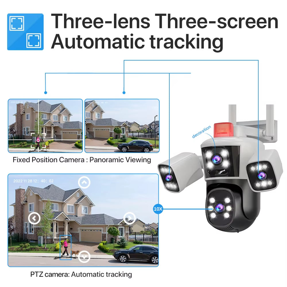 V49 6K Three-Lens PTZ solar security cameras nz