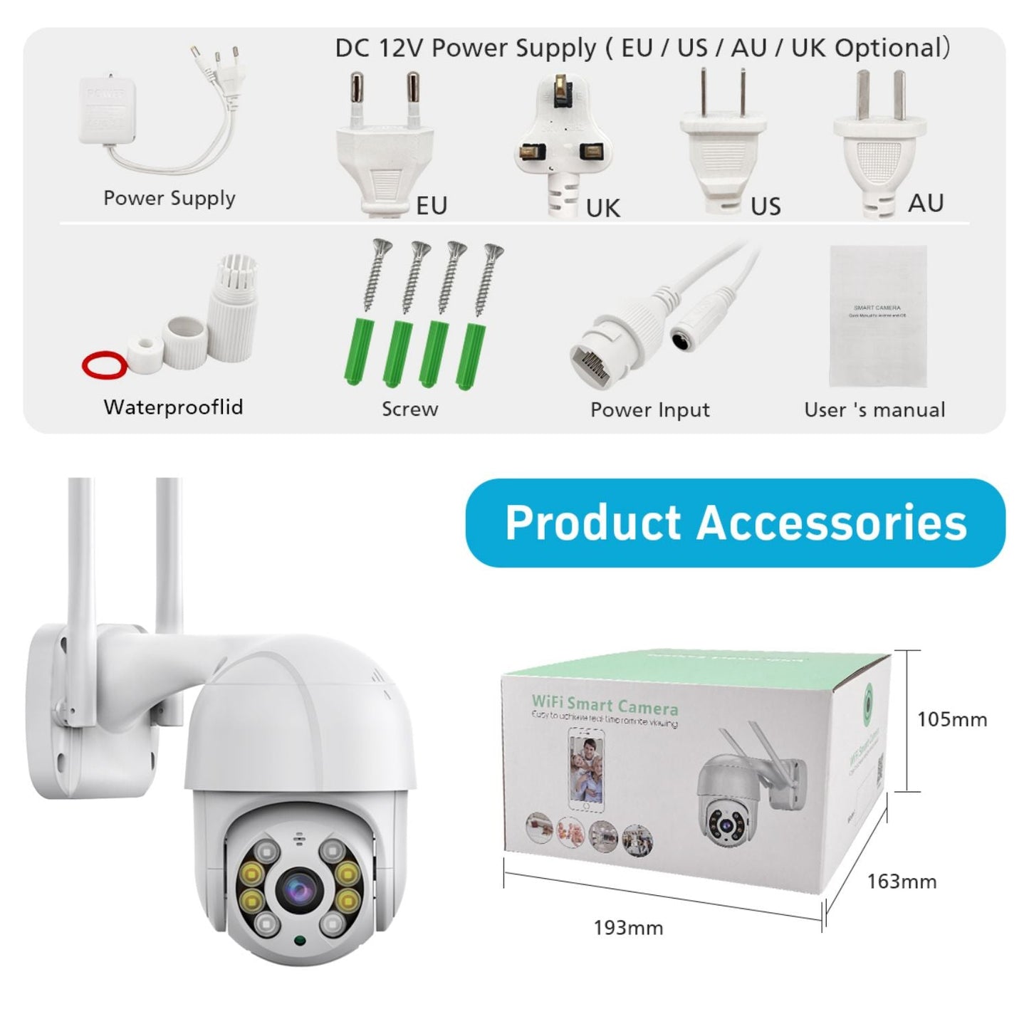 A8 White PTZ 1080P Smart Security Camera