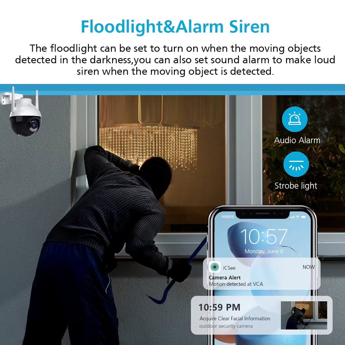 PTZ 8MP HD security Camera with 5x Digital Zoom AI Human Detection