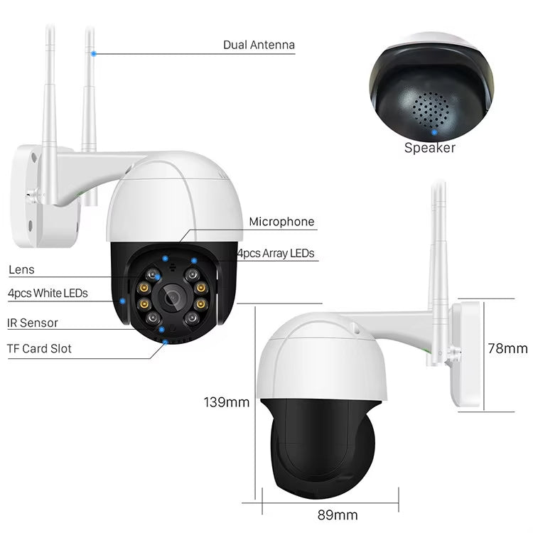 A8 White PTZ 1080P Smart Security Camera