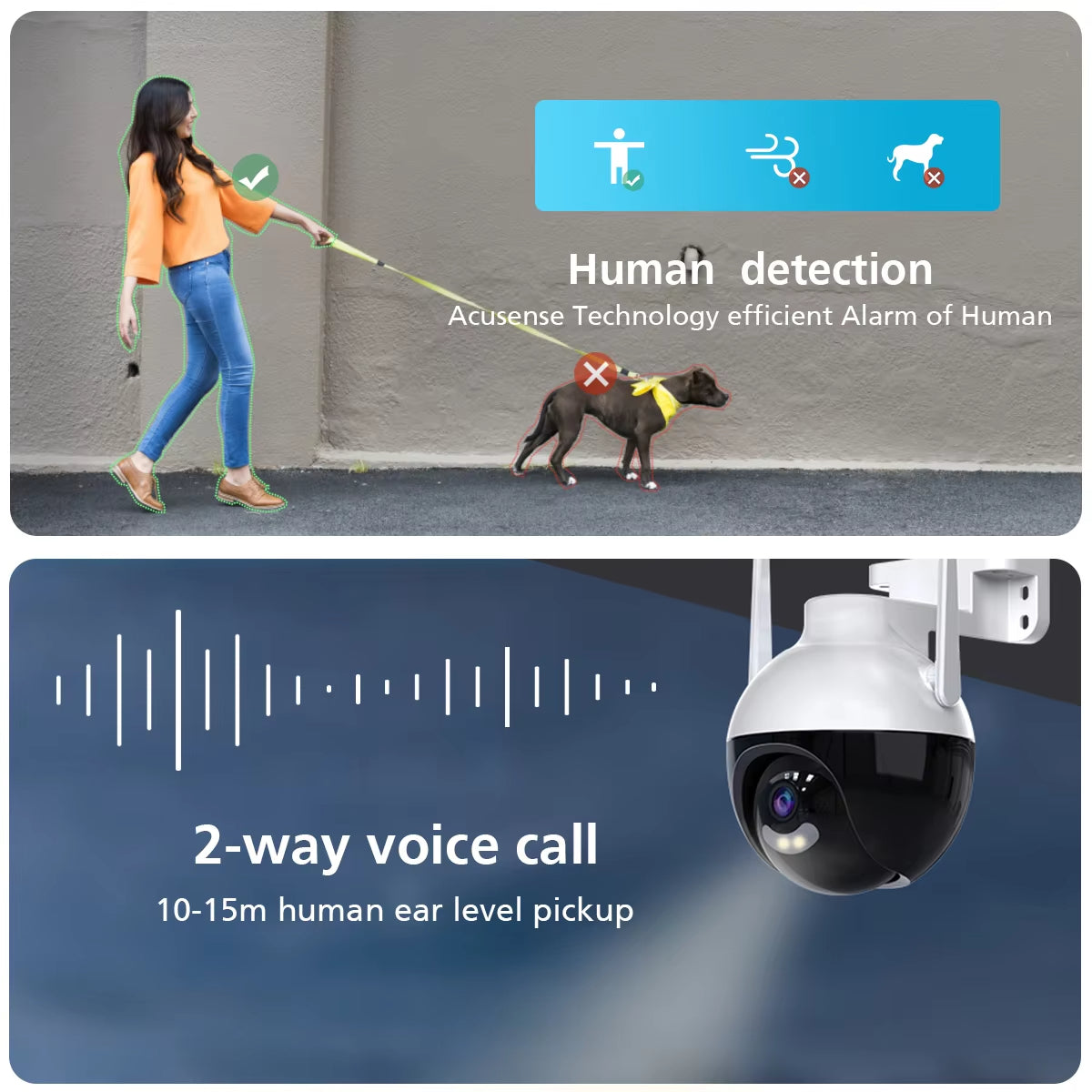 PTZ 8MP HD security Camera with 5x Digital Zoom AI Human Detection